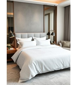 Luxury White Satin Stripe Breathable 400TC All-Season <b>Hotel</b> Bedding Five Star <b>Quality</b> Cotton Sheets <b>Duvet</b> Covers Pillowcases - Product Image 2