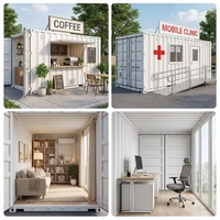 Maisonnette conteneurisée démontable en gros, 20 pieds, 1 chambre, cuisine, salle de bain, cabane préfabriquée portable moderne certifiée ISO