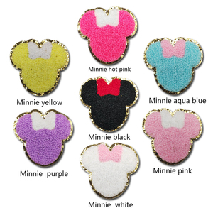 Berbagai macam Chenille Castle Mouse Patch kepala besi-On Glitter Patch bordir