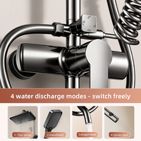 Ensemble de douche haute pression à affichage numérique avec mitigeur thermostatique, 4 modes, pommeau de douche pluie et douchette à main, finition gunmetal, robinet de salle de bain, vente en gros