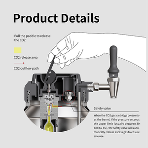 برميل كربوني معزول من everiche ODM 1.<span class=keywords><strong>2</strong></span> أونصة مع حنفية بار احترافية ومنظم ضغط CO2 - Product Image 4