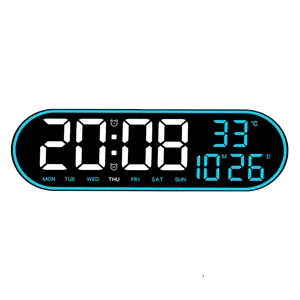 Jam meja pintar multifungsi, kalender temperatur led dinding 3d, alarm digital untuk Desktop