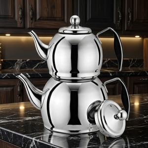 Set teiera <span class=keywords><strong>Karaca</strong></span> Urban turca in acciaio inossidabile da 3 litri con manico in vetro e coperchio lavabile in lavastoviglie - Product Image 6