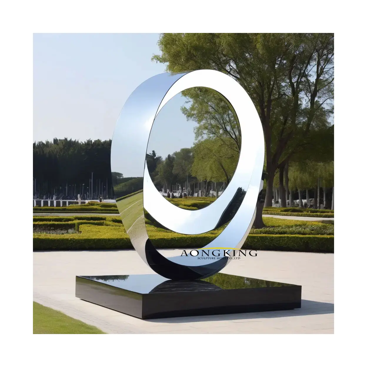 Attractive Big Outdoor Stainless Steel Circle Statue High Polished Surface SS 304 Sculpture for corporate decor