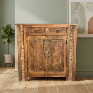 Meilleure collection de meubles en bois massif faits à la main, armoire à 2 portes avec tiroir, buffet vintage, art himalayen antique - Product Image 6