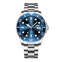 Glenaw Luxe Sport Affichage Analogique Montre de Plongée pour Hommes Montre à Quartz Lunette en Aluminium Boîtier en Alliage Bracelet en Acier Inoxydable Cadran en Verre