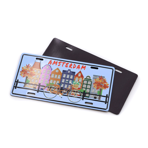 Aimants de réfrigérateur personnalisés en métal gaufré, étanches, avec numéros de plaques d'immatriculation des villes américaines et européennes - Product Image 3