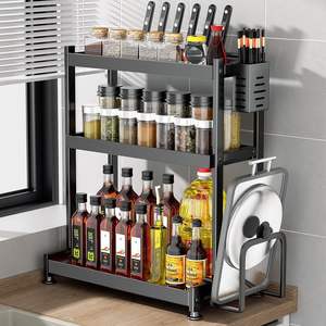 Étagère de <span class=keywords><strong>cuisine</strong></span> pliante en acier inoxydable multifonctionnelle porte-couteau à condiments baguettes de comptoir cages de stockage d'assaisonnement à l'huile - Product Image 3