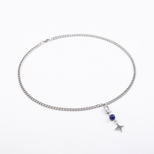 สร้อยคอจี้รูปดาว สแตนเลส ลูกปัดแก้วสีฟ้า ประดับเพชร เครื่องประดับสำหรับงานปาร์ตี้ - Product Image 3