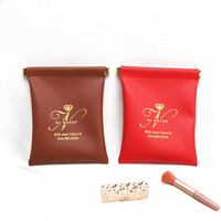 Pochette en cuir PU personnalisée avec logo imprimé, petite, pour lunettes de soleil, porte-monnaie, étui pour écouteurs, porte-monnaie à pression