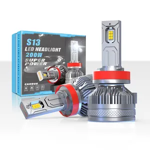 HAIZG S13 200W 50000LM H4 H13 H7 9005 9006 אלומיניום luces led para אוטומטי סרט נמוך קרן Csp לבן led פנסים לרכב מיני