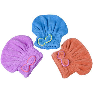 Chapeau de douche absorbant en polaire corail avec nœud mignon, séchage rapide des cheveux, épaissi, serviette de cheveux à séchage rapide, couvre-chef - Product Image 2