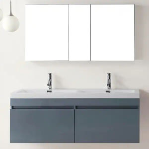 حار بيع الحديثة الأبيض حوض الغسيل غرفة الغسيل بالوعة للماء مغسلة كومبو طقم مكياج الحمام مع مجلس الوزراء التخزين - Product Image 1