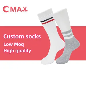 2023 chaussettes blanches d'école de logo personnalisé chaussettes de sport blanches pour garçons logo chaussettes de sport de teinture de compression en gros