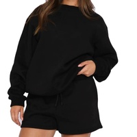 Ensemble 2 pièces de haute qualité pour femmes, sweat-shirt décontracté à col rond et short en tricot d'été, respirant