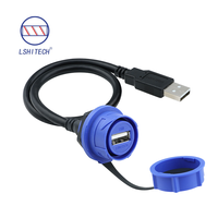Câble d'extension USB étanche Lshitech de haute qualité, femelle vers mâle, 1,5m-5m, avec écrou arrière rond pour caméra de sécurité et usage industriel