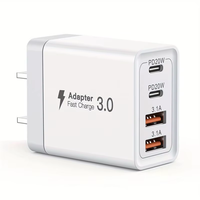 Pengisi Daya USB 55W Adaptor Super Charge US EU UK AU PD 20W+QC 4 Port Pengisian Daya untuk IPhone/Samsung/Huawei/Oppo/Vivo/Xiaomi