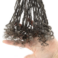 Rambut Ikal Inter Curly Buatan Tangan 10 Inci 0.2cm Warna Garam & Merica #   Pemasok Langsung Pabrik Ekstensi Rambut Gimbal Pirang