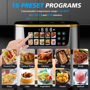 Friteuse à air électrique sans huile 10L, style classique carré, nouveau modèle 10-en-1, écran tactile LCD, en acier inoxydable, pour une cuisine saine à la maison - Product Image 3