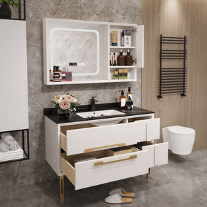Armoire <span class=keywords><strong>de</strong></span> rangement blanche ou noire pour <span class=keywords><strong>salle</strong></span> <span class=keywords><strong>de</strong></span> <span class=keywords><strong>bain</strong></span>, lavabo sur pied, 1 pièce - Product Image 6