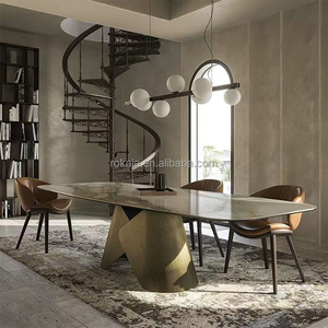 Wholesales Bronze Color Dining <strong>Table</strong> Set Luxury <strong>Butterfly</strong> Shape 6 8 10 Seater Dinning <strong>Table</strong> Marble Top Rectangle Dinner <strong>Tables</strong> - Product Image 5
