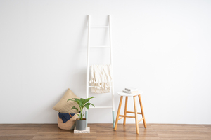 Playful <b>White</b> Green MYCROFT Ladder Hanger Decorative Wood Towel Rack for Modern Bathroom and Bedroom Organization - Product Image 6