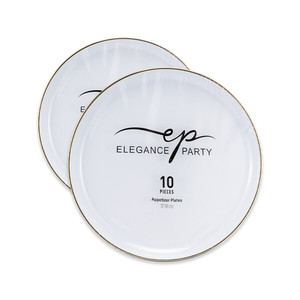 EP Edge 10 PK 7.5 \ "blanc + or ensemble d'assiettes à dîner 12 pièces/carton en plastique pour le camping - Product Image 1