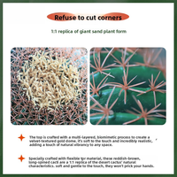 Cactus artificiel haut de gamme en PE bionique, réaliste, floqué, avec capuchon doré, grande taille, faux cactus baril d'intérieur, vente en gros