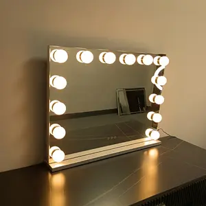Lampu Cermin Rias Besar Desktop Rumah Pernikahan Cermin Rias Hollywood dengan Kaca Pembesar 10x