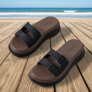 Sandalias Planas Abiertas Transpirables Antideslizantes Personalizadas para Mujer, Plataforma de Moda para un Uso Cómodo en Invierno/Primavera - Product Image 1