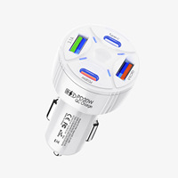 Chargeur de voiture USB 4-en-1 53W avec QC3.0 20W PD2 Type C 4 ports 18W Puissance de sortie 5A/2A OTG OCP Box 20W Matériau ABS à charge rapide