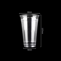 24oz 700ml Gelas Sekali Pakai Ramah Lingkungan Transparan PET Bentuk U untuk Minuman Dingin, Es Kopi, Jus Lemon, Bubble Tea
