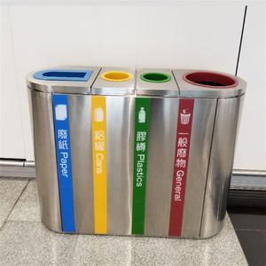 Contenedor de Basura de Acero Inoxidable para Exteriores, 4 Compartimentos, Cubo de Basura, Contenedor de Residuos, Cubo de Reciclaje Público Comercial - Product Image 3