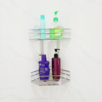 Panier de Douche Anti-Accroc Kincmax en Maille Bleue, Lot de 4 Étagères Adhésives pour Salle de Bain, Organisateur de Douche, Rangement