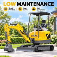 Excavator Mini Crawler TOROS 1.8 Ton Terlaris Bersertifikasi CE EPA, Alat Penggali Kecil untuk Pekerjaan Pengolahan Tanah di Kebun dan Pertanian
