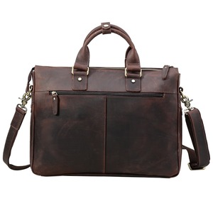 Réel en cuir Rétro Fait Main Mallette D'affaires Sac À Main 15.6 pouces Ordinateur Portable Sac À Bandoulière - Product Image 3