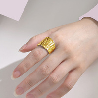 Bague vintage réglable en acier inoxydable, motif marteau personnalisé, plaqué or 18 carats, élégante bague pour l'index