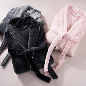 FOXA Peignoir long en polaire pour femme, longueur intégrale, chaud, pour l'hiver, avec ceinture et poches - Product Image 6