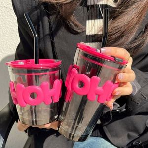 Portable Drinking Cartoon <b>Glass</b> Straw Insulated Set Accompanying Student Gift Straw Cup Tumbler Mug and Casual Cups for Students - Product Image 5