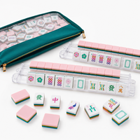 Mahjong de luxe américain classique moderne aux couleurs pastel, design floral, tuiles en acrylique, supports inclus, sac de transport portable, 15 ans d'expérience