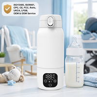 Chauffe-biberon portable sans fil 17oz en acier inoxydable SUS316, chauffe-lait intelligent avec affichage LED numérique, température maximale 70°C, pour voyage, voiture, extérieur, étiquette OEM