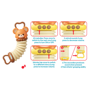 Juguetes Sonoros para Bebés, Acordeón Eléctrico con Diseño de Oso de Dibujos Animados, con Campanas Musicales - Product Image 4