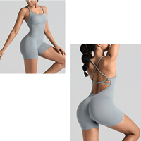 Combinaison de sport pour femme à dos ouvert, séchage rapide, pour yoga, avec effet froncé, respirante, à motifs