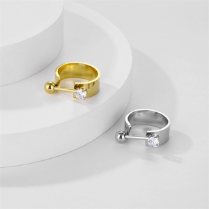 Unique <b>Ring</b> Jewelry Stainless Steel Cuff Open <b>Ring</b> Gold Plated Chunky Diamond <b>Rings</b> for Women - Product Image 3