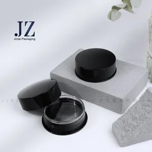 Jinze 블랙 스크류 퍼프 케이스 라운드 화장품 포장 루스 파우더 컨테이너