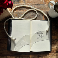 Porte-livre portable en PVC tendance avec sangle en perles et ruban, couverture de page imprimée en soie, cadeau pour les amoureux