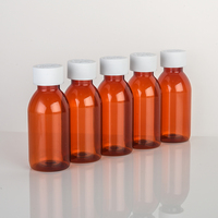 Bouteille de sirop contre la toux en PET ambré sans BPA de 100 ml, bouteille en plastique pour compléments alimentaires, bonbons, médicaments, vitamines avec bouchon anti-effraction