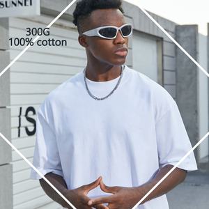 Camiseta de gran tamaño de algodón pesado de 300g para hombre, ropa cuadrada de punto con estampado de algodón 100% personalizado de alta calidad - Product Image 5