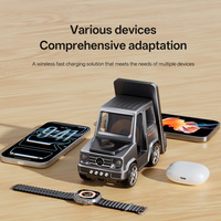 Station de charge multifonctionnelle 15W en forme de voiture pour iPhone, montre et écouteurs, chargeur sans fil 3 en 1, cadeau