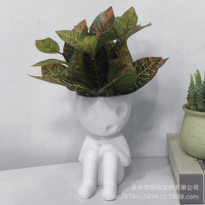 Vase abstrait miniature, figurine, pot de fleurs en résine synthétique, fait main, présentoir floral de bureau, style nordique minimaliste - Product Image 3